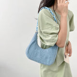 Curly Plush Hobos Shoulder Bag Acrylic Chain Lady Handbags