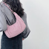 Curly Plush Hobos Shoulder Bag Acrylic Chain Lady Handbags