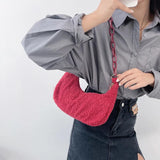 Curly Plush Hobos Shoulder Bag Acrylic Chain Lady Handbags