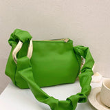 Soft Leather Shoulder Bag with Ribbon for Women
