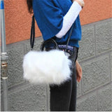 Faux Rabbit Fur Handbag Shoulder Messenger Bag Tote Women Long Fur Grass