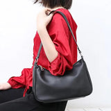 Retro PU Handbag Shoulder Bag Soft Leather Zipper Armpit Bag