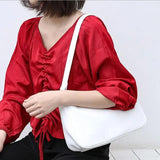Retro PU Handbag Shoulder Bag Soft Leather Zipper Armpit Bag