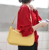 Retro PU Handbag Shoulder Bag Soft Leather Zipper Armpit Bag