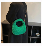 Faux Fur Crossbody Bag Plush Shoulder Purse Quilted Handbag for Women