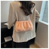 Acrylic Chain Tote Winter Fur Handbag