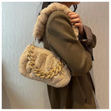 Acrylic Chain Tote Winter Fur Handbag
