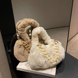 Acrylic Chain Tote Winter Fur Handbag