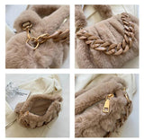 Acrylic Chain Tote Winter Fur Handbag