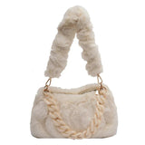 Acrylic Chain Tote Winter Fur Handbag