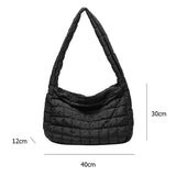 Lattice Pattern Shoulder Bag Space Cotton Handbag Women Tote Bags