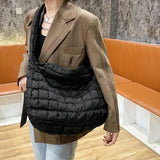 Lattice Pattern Shoulder Bag Space Cotton Handbag Women Tote Bags