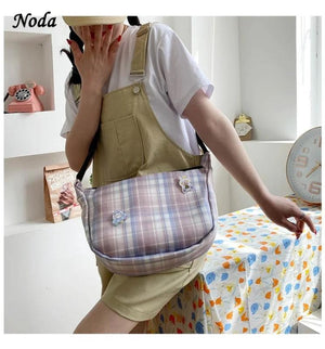 Vintage Retro Bag French Plaid Red Woman Shoulder Bag