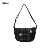 Vintage Retro Bag French Plaid Red Woman Shoulder Bag