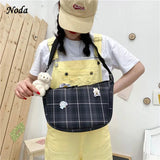 Vintage Retro Bag French Plaid Red Woman Shoulder Bag
