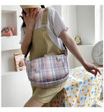 Vintage Retro Bag French Plaid Red Woman Shoulder Bag