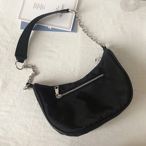 Vintage Nylon Chain Shoulder Hobo Bags For Crossbody Messenger Lady