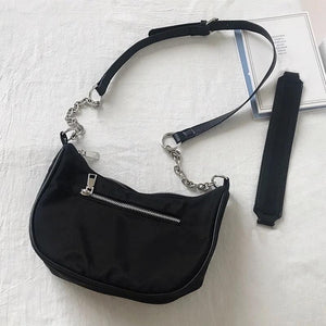 Vintage Nylon Chain Shoulder Hobo Bags For Crossbody Messenger Lady