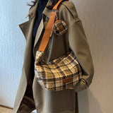 Plaid Woolen Knitted Hobo Shoulder Bag