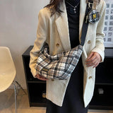 Plaid Woolen Knitted Hobo Shoulder Bag
