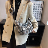 Plaid Woolen Knitted Hobo Shoulder Bag