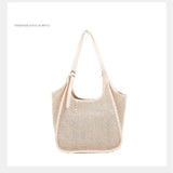 Summer Beige Large Tote Bag - Casual Polyester Jute