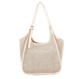 Summer Beige Large Tote Bag - Casual Polyester Jute