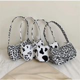 Leopard Print Shoulder Bag Women Canvas Handbag Purse
