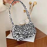 Leopard Print Shoulder Bag Women Canvas Handbag Purse