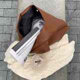 Women Shoulder Bag PU Leather Tote Handbag High Capacity Winter Shopping
