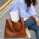 Women Shoulder Bag PU Leather Tote Handbag High Capacity Winter Shopping
