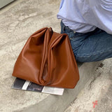 Women Shoulder Bag PU Leather Tote Handbag High Capacity Winter Shopping