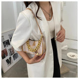 Women's PU Leather Shoulder Bag with Chains Handbag