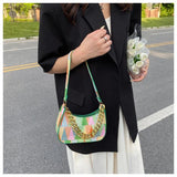 Women's PU Leather Shoulder Bag with Chains Handbag