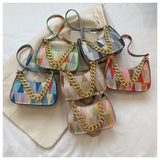 Women's PU Leather Shoulder Bag with Chains Handbag