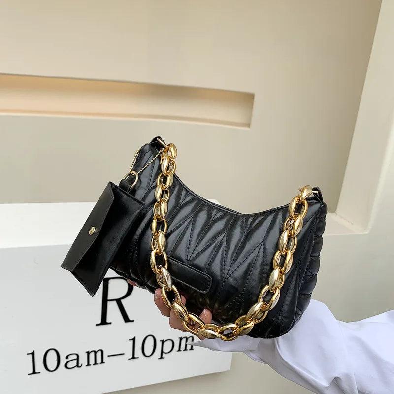 Chain Shoulder Bags Women Underarm Bag Handbags PU Leather Dumpling Bag