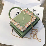 Vintage Flower Lace Handbags Women's Crossbody Chain Messenger Bag