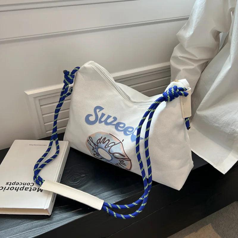 Canvas Square Bag Multifunctional One-Shoulder Diagonal Mobile Phone Pac