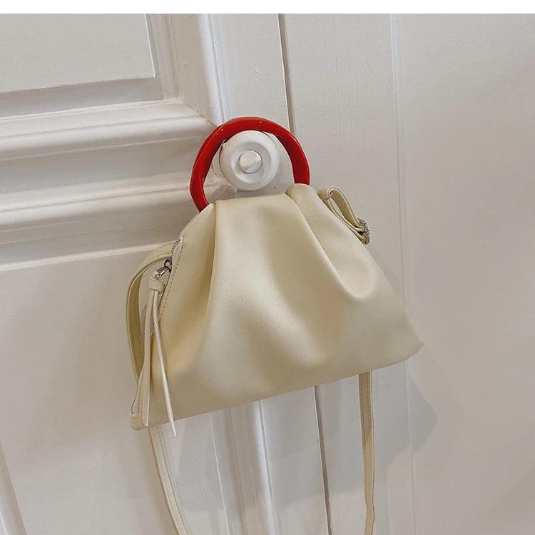 Small Totes With Ring Handle PU Leather Women's Handbag Shoulder Messenger Bag