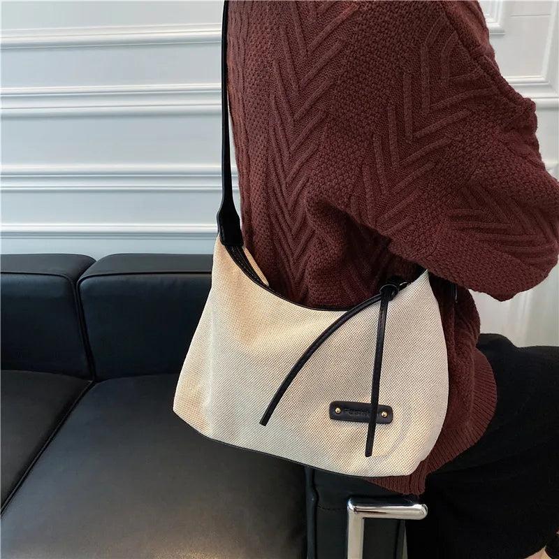 Canvas Shoulder Bag Tassels Hobo Crossbody Patchwork Satchel Bolsas