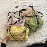 Fluffy Crossbody Bag Multi-layer Chains Solid Shoulder Bag
