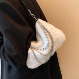 Fluffy Crossbody Bag Multi-layer Chains Solid Shoulder Bag