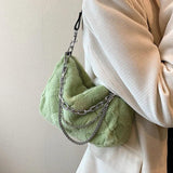 Fluffy Crossbody Bag Multi-layer Chains Solid Shoulder Bag