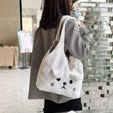 Geestock Winter Plush Bag Cartoon Embroidery Lamb Hair Shoulder Bags