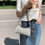 Plaid Shoulder Bag PU Leather Tote Crossbody Purse
