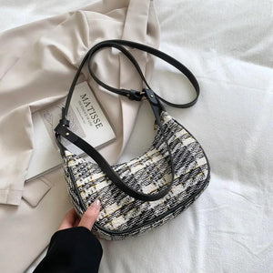 Plaid Underarm Shoulder Bags PU Leather Women Handbag Totes