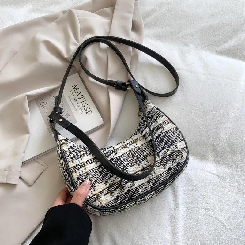 Plaid Underarm Shoulder Bags PU Leather Women Handbag Totes