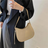 Half-Moon Shoulder Bag for Women - High-quality PU Leather Handbag
