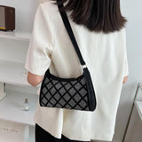 Plaid Women PU Leather Underarm Shoulder Bags Female Daily Totes Purse Pouch