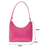 Vintage Women Patent Shoulder Underarm Bag PU Leather Casual Small Hob